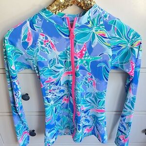Lilly Pulitzer UPF 50 Sunny Rash Guard Bennett Blue Celestial Seas